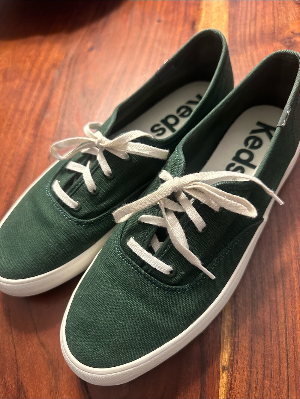 Keds Dark Green Canvas Sneakers with White Laces
